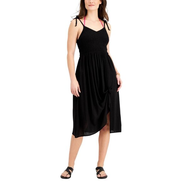 Miken Juniors Smocked Midi Dress Cover Up I7187P380 Black XS - Picture 6 of 8